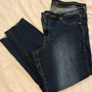 Maurices dark skinny jeans with frayed edge